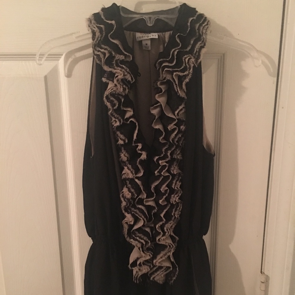 Rodger Rodriguez tan and black top. Size M