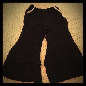 Navy Blue Boutique Ruffle Leg Capri Pants