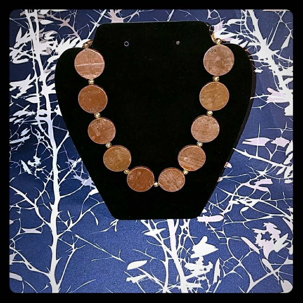 "Claire" Red-Brown Marble Statement Necklace