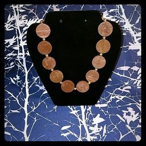 "Claire" Red-Brown Marble Statement Necklace