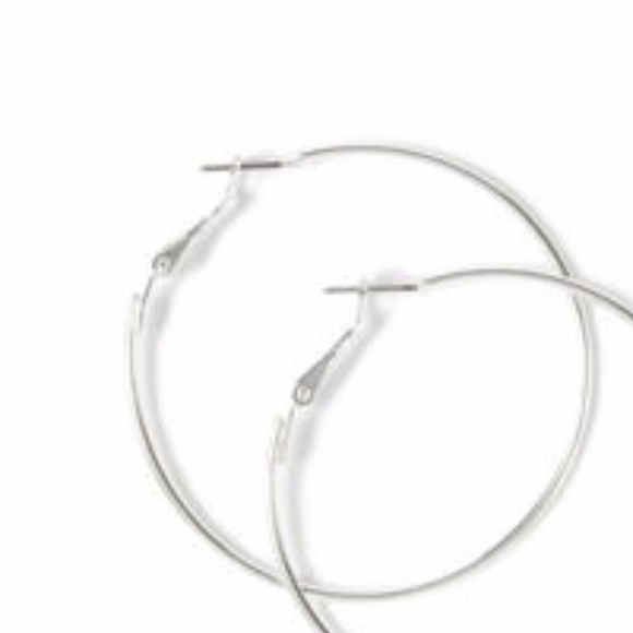 NEW! 2.25" Silver Hoop Earrings - Picture 4 of 5