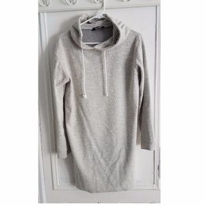 Grey Long Sleeve Hooded Sweater Dress