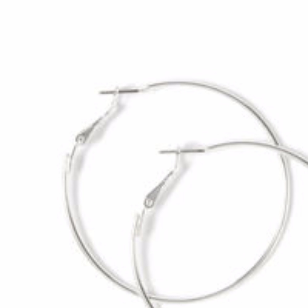 NEW! 2.25" Silver Hoop Earrings - Picture 4 of 5