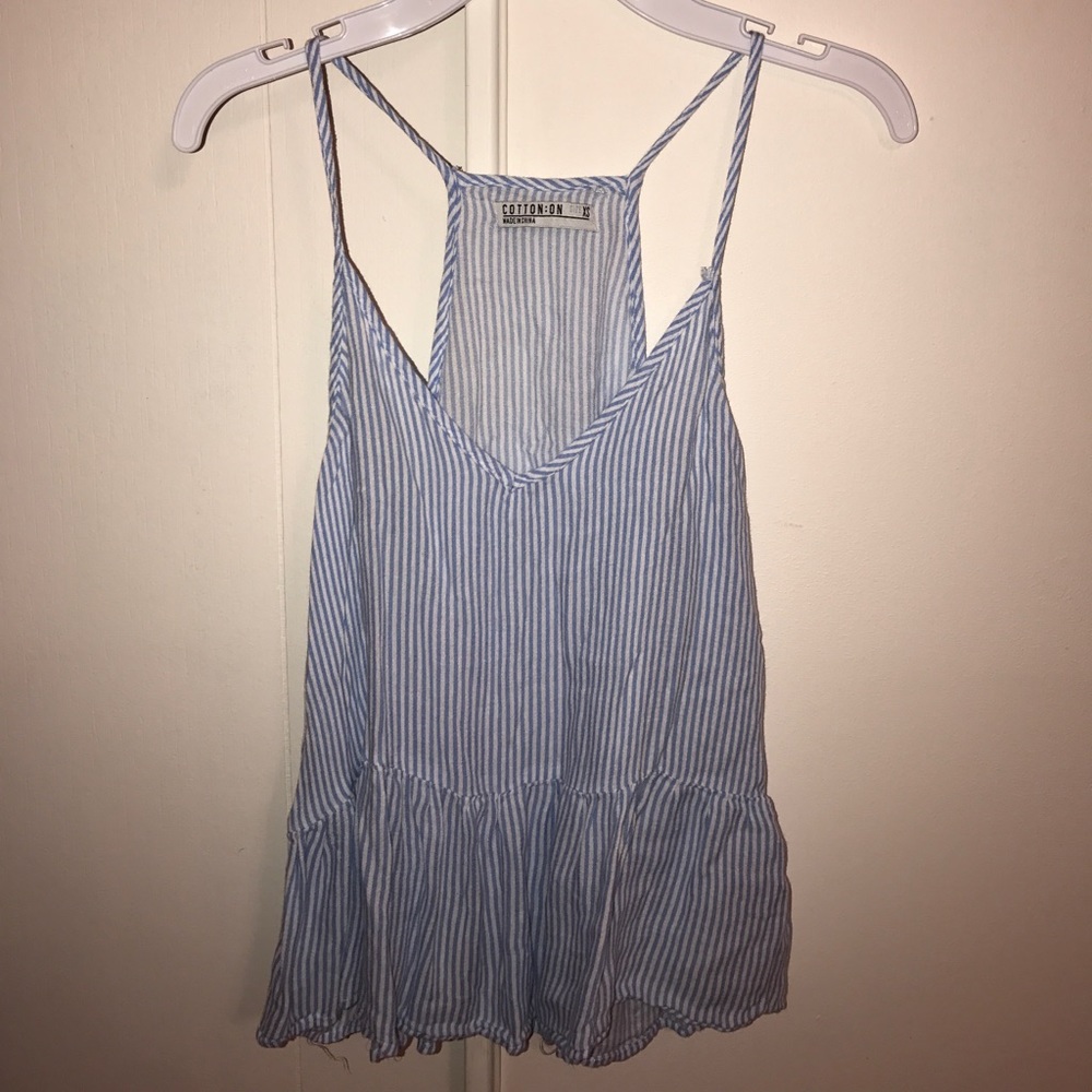 BLUE AND WHITE STRIPED TANK/CROP TOP