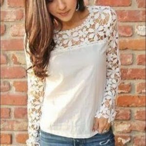 Lace and semi sheer blouse S boho