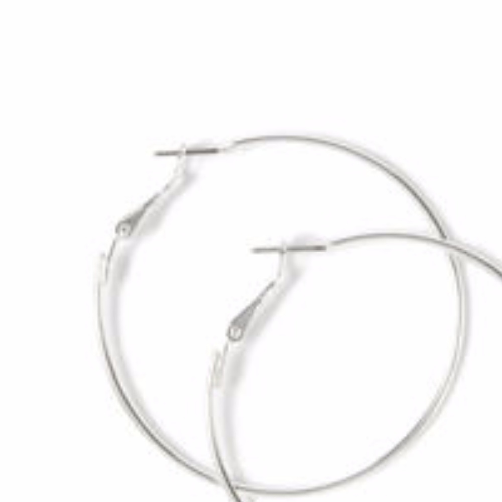 NEW! 2.25" Silver Hoop Earrings - Picture 3 of 5