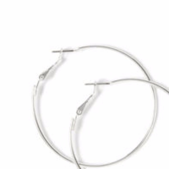 NEW! 2.25" Silver Hoop Earrings - Picture 3 of 5