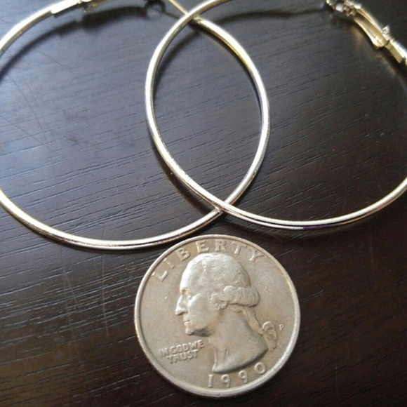 NEW! 2.25" Silver Hoop Earrings - Picture 4 of 5