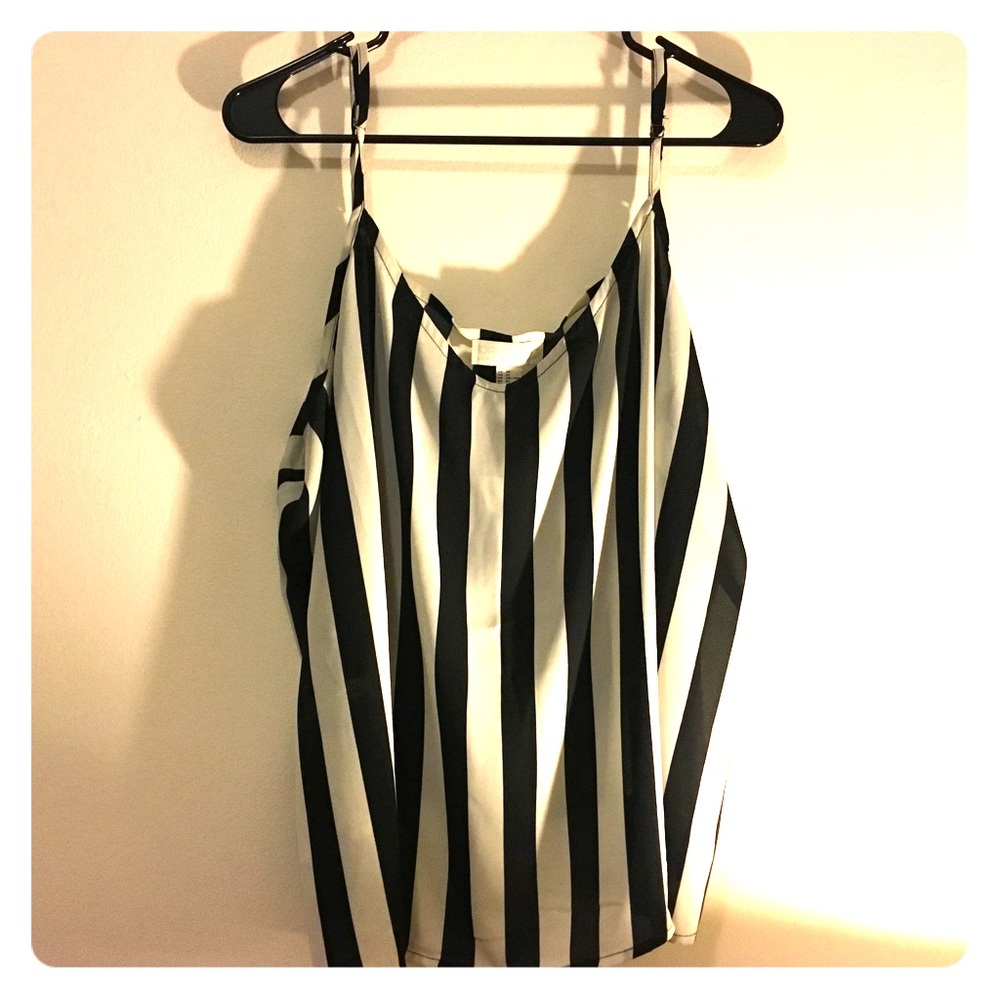 Black and white striped tank