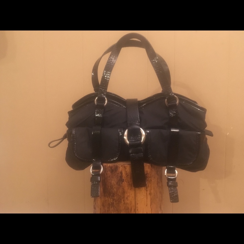 COLE HAAN Nylon Satchel w/Patent Trim