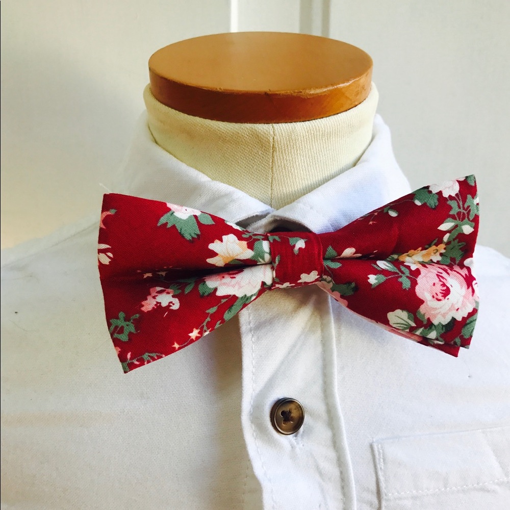 Burgundy bow ties,floral bow ties,men bow tie,tie