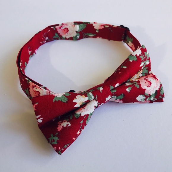 Burgundy bow ties,floral bow ties,men bow tie,tie - Picture 3 of 3
