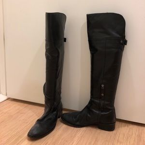 BCBG Black Leather Over the Knee Boots