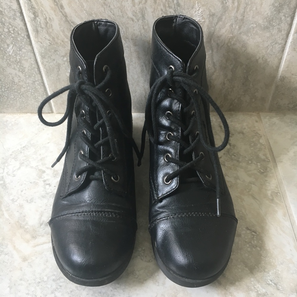 Black combat boots