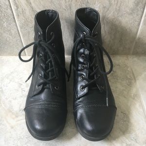 Black combat boots