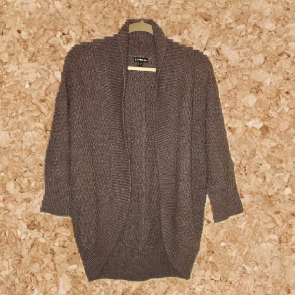 Express Army Green / Gray Shrug Sweater Small