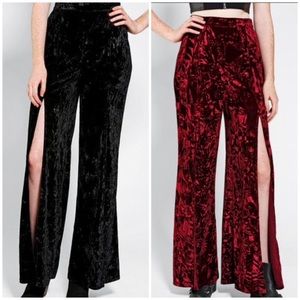 UrbanOutfitters Velvet High Waisted Wide Leg Pants