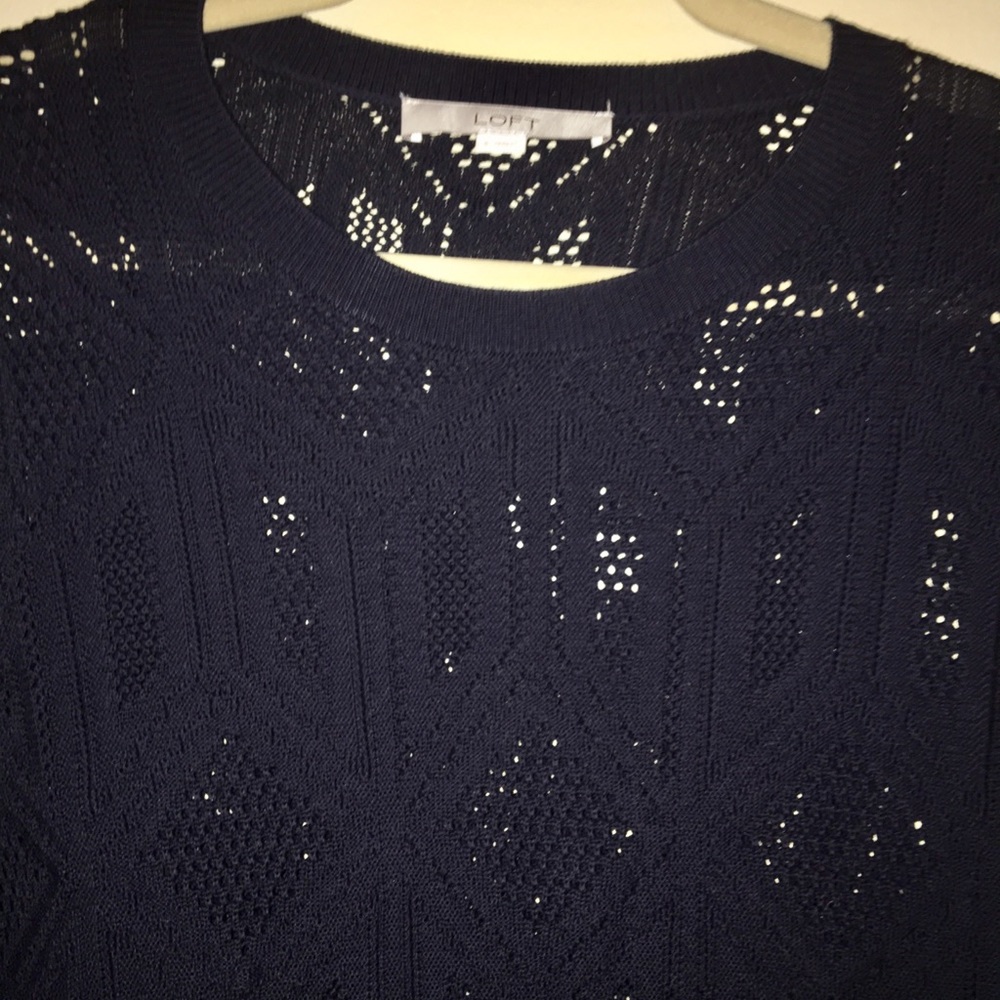 Loft Light Weight Navy Blue Sweater Top Small