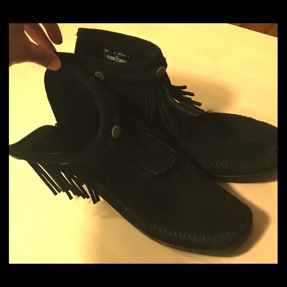Minnetonka Over the Ankle Suede Moccasins