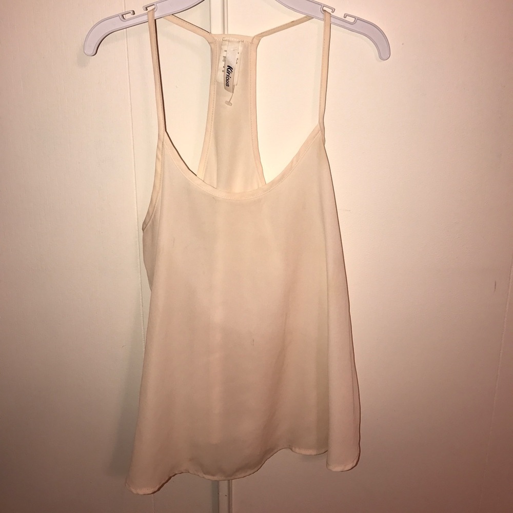 SHEER LIGHT CREAM TANK/CROP TOP