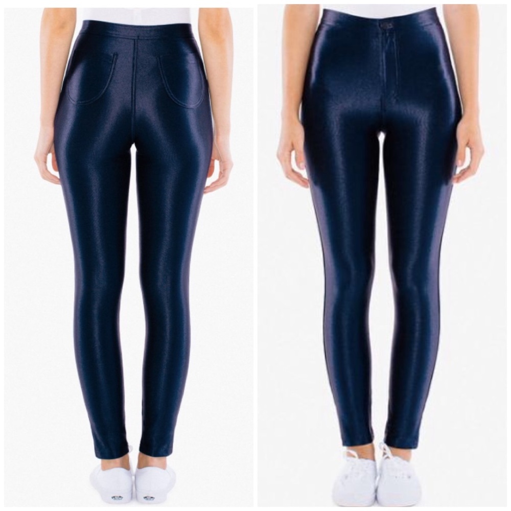American Apparel High Waisted Navy Disco Pant