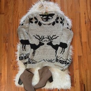 Reindeer Christmas snuggly sweater oversized