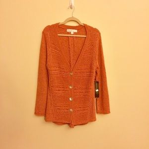 NWT Curio New York Orange Cardigan Sweater Large