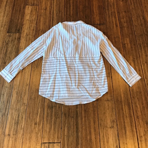 Grey & White Striped Lace Up Top - Picture 4 of 8