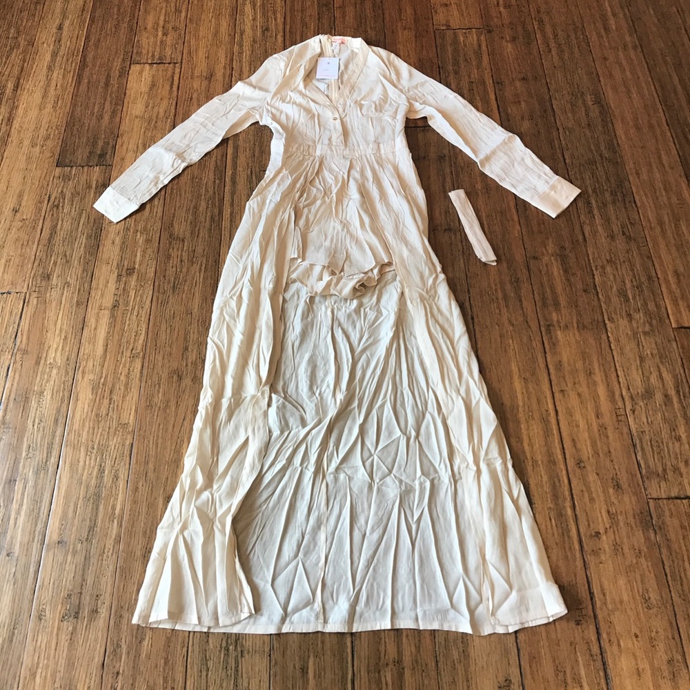 Cream Tie Waist Romper - Picture 5 of 6