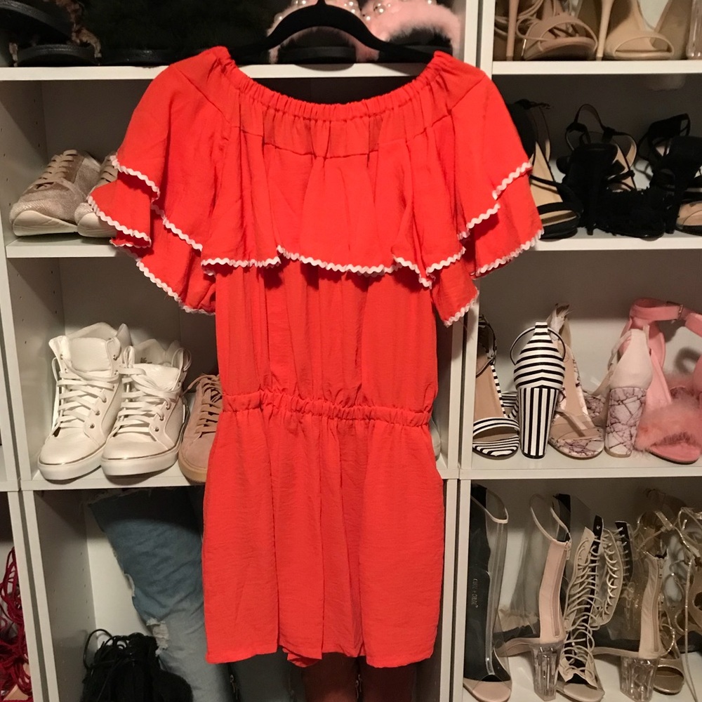 PLUS SIZE OFF THE SHOULDER RUFFLE ROMPER