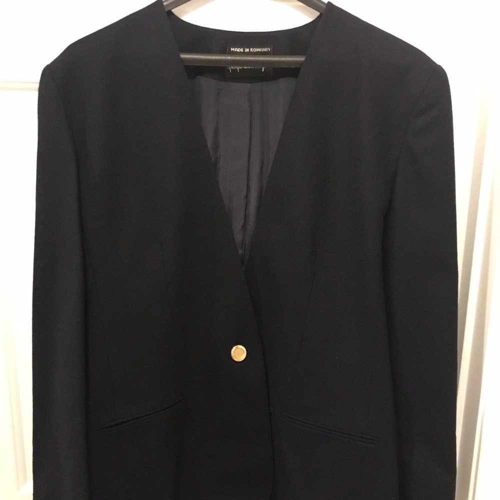 Giorgio Sant’ Angelo Womens 1 Button Navy Blazer