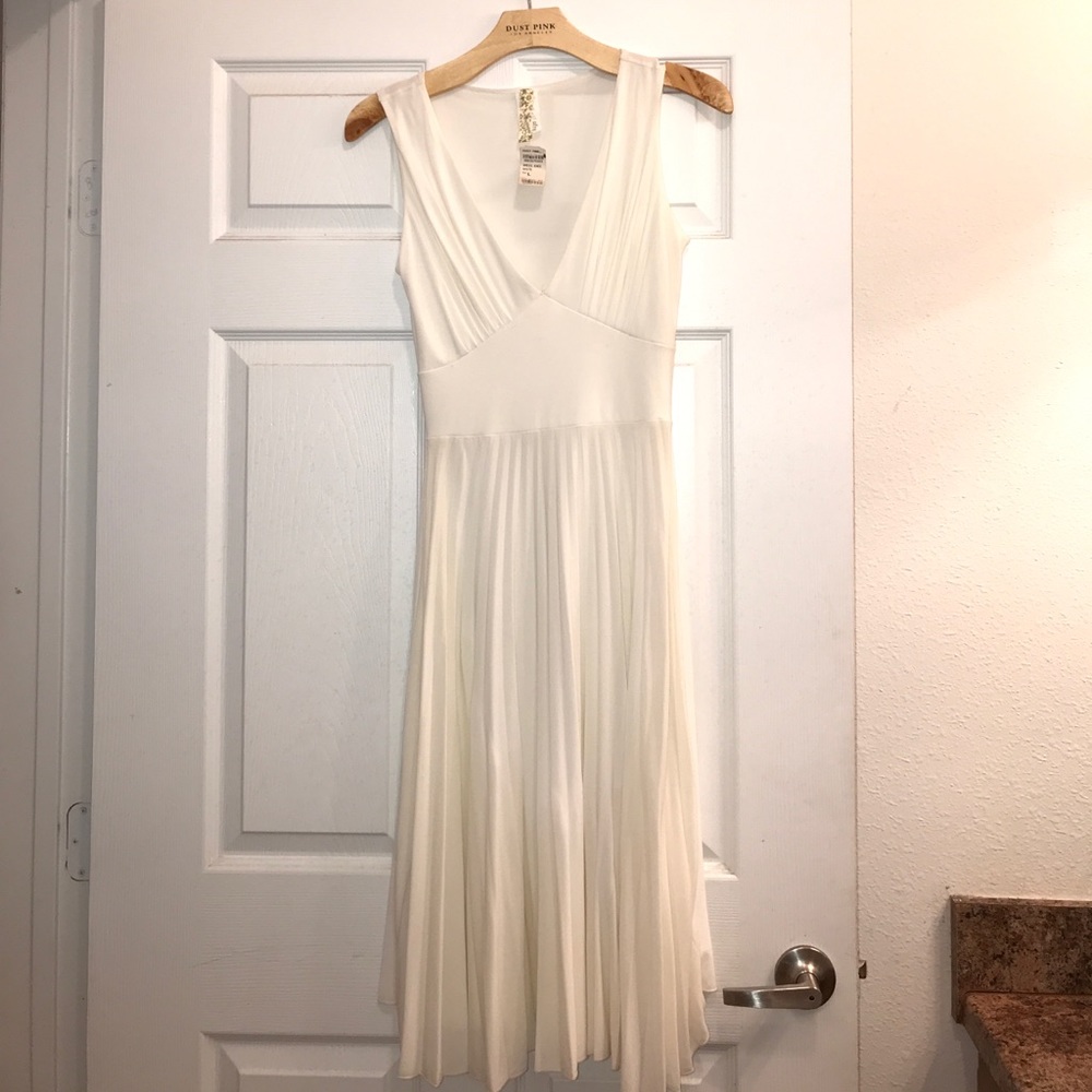 Pleaded off White Dress