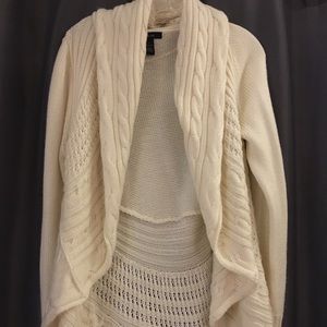 Long off white cable knit sweater