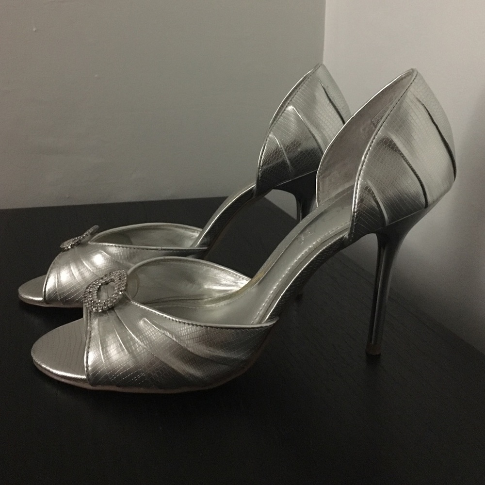 Aldo Silver Peep Toe Shoes