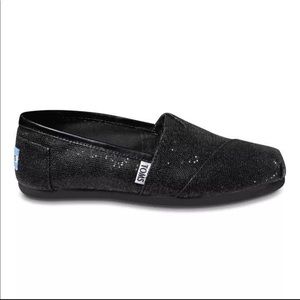 Girls black sparkle TOMS size 13 NWOT