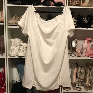 PLUS SIZE OFF THE SHOULDER STRETCH DRESS