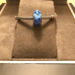 With Pandora blue flower Murano glass charm