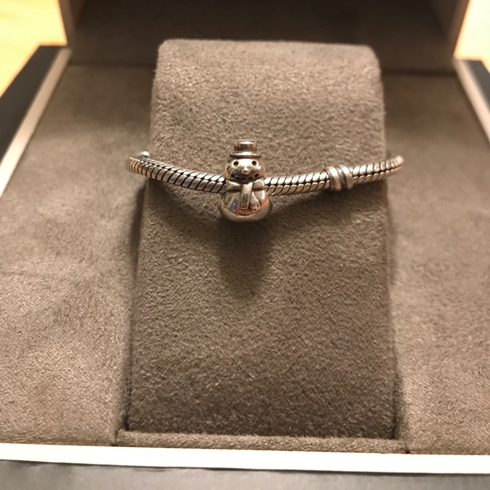 Authentic Pandora sterling silver snowman charm