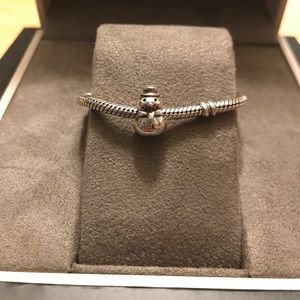 Authentic Pandora sterling silver snowman charm