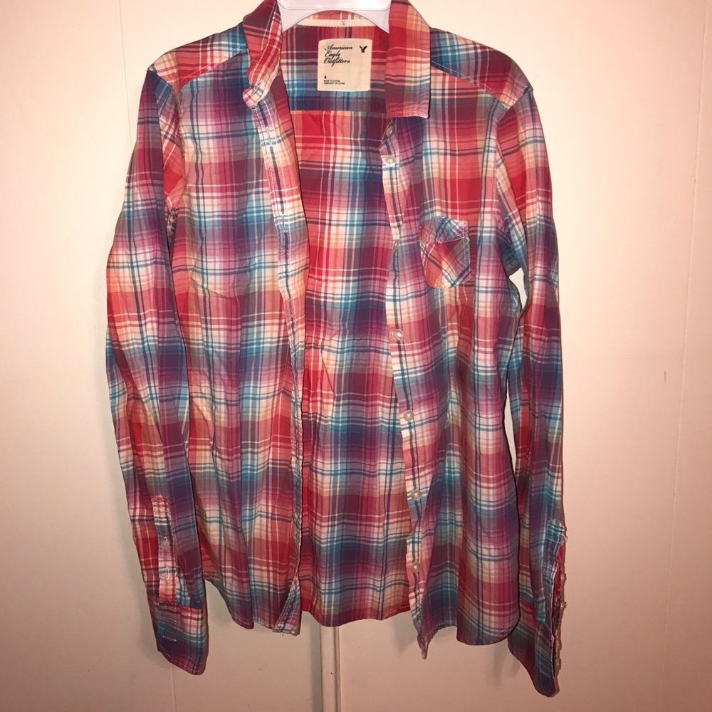 COLORFUL PLAID BUTTON UP