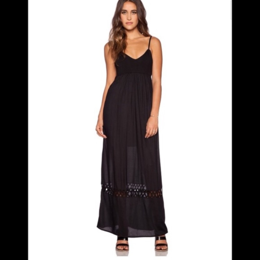 RVCA Black Empire Waist Maxi Dress