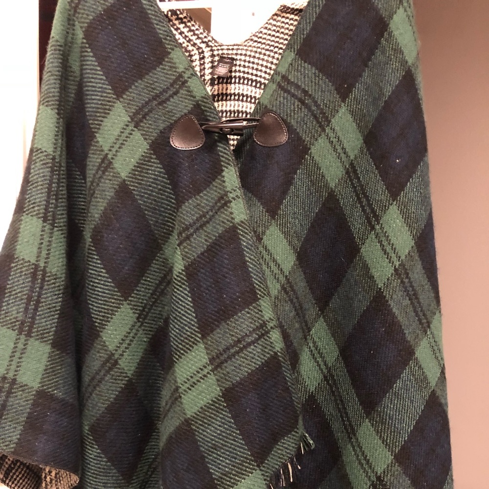 Plaid poncho