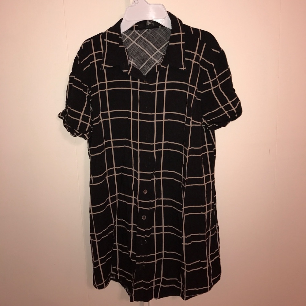 BLACK PLAID MINI DRESS