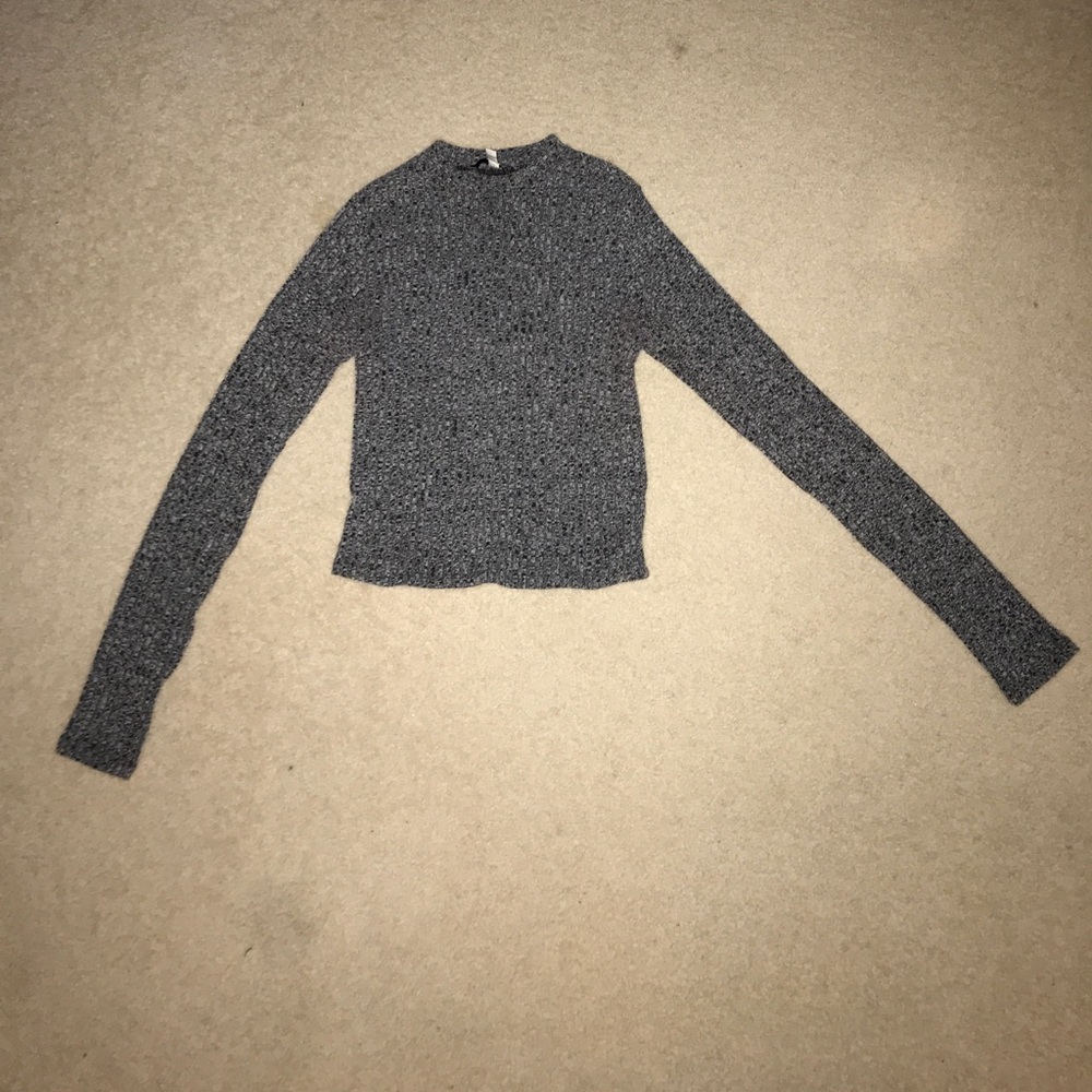 Ribbed Mock Neck Crop Sweater Express
