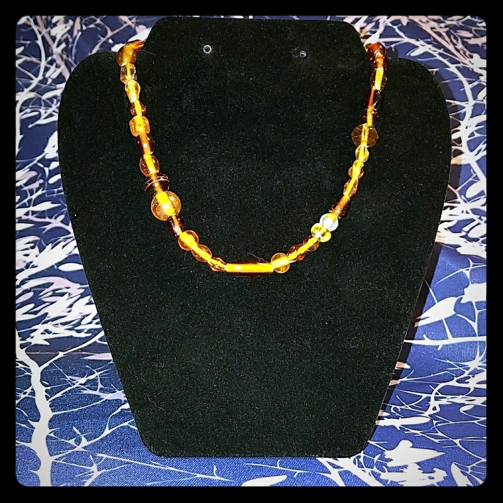 "Amber Waves" Colored Glass Bead Choker 15.5"