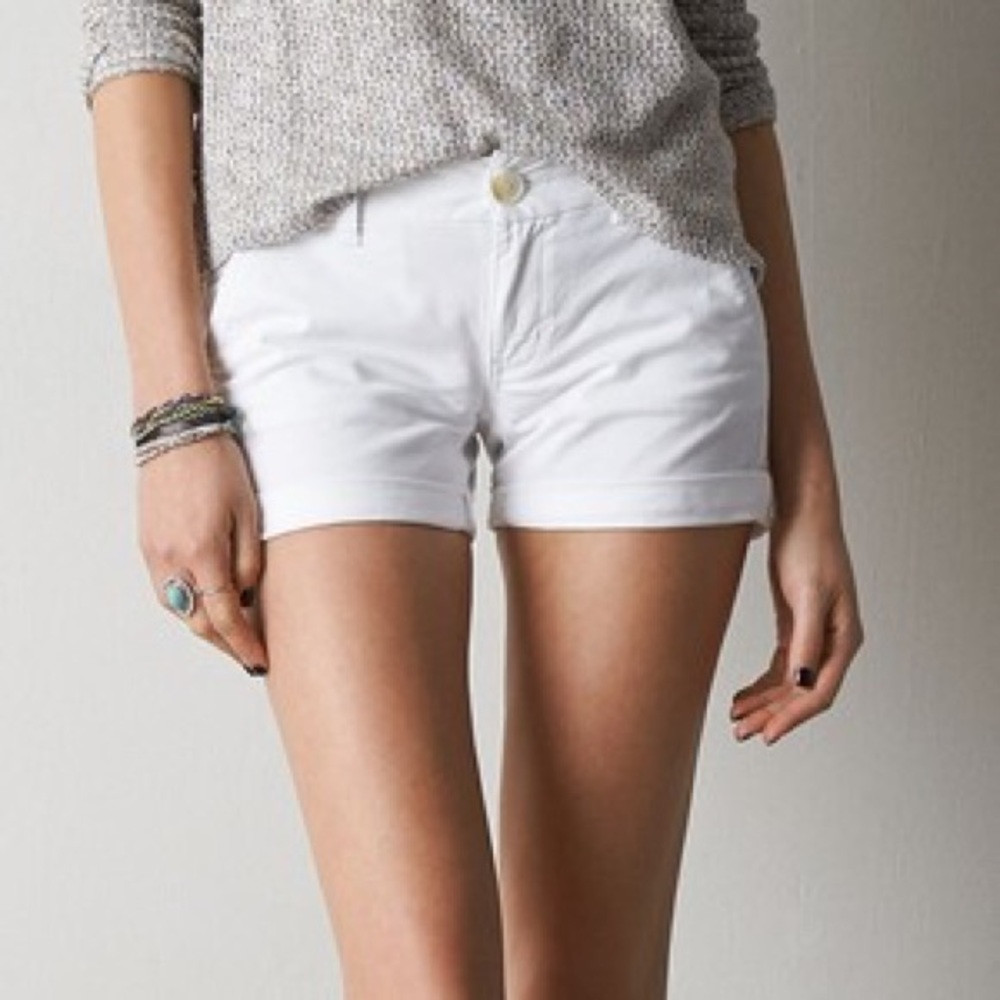 American Eagle White Midi Shorts