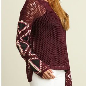 WHOLESALE 🍷Wine Sweater with Suede Patches!