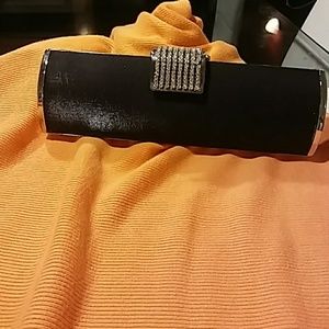 Black hand held evening bag