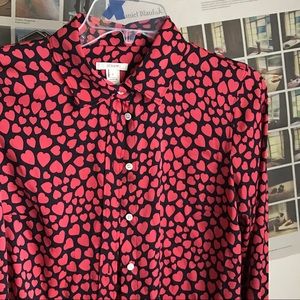 PINK HEART PATTERNED BLOUSE