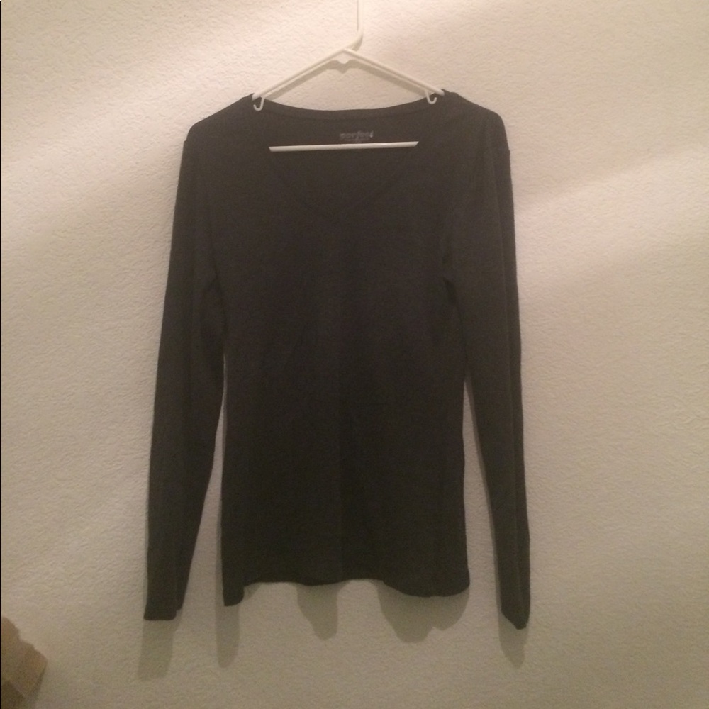 Dark grey V neck long sleeve